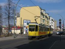 eingleisige Streckenführung auf der Dörpfeldstr in Adlershof