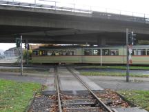 Ausfahrt H Niederheid Richtung Benrath, BÜ Henkel-Werksbahn