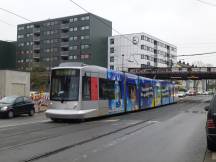 Münsterstr unter der S-Bahn Unterführung am Rath Mitte S, Fahrtrichtung Rath S