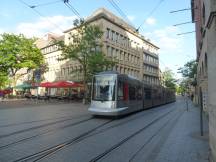 Büchel vor dem Rathaus, östl. Ende der 1-gleisigen Streckenführung