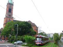 H Steinstr, im Hintergrund Johanniskirche