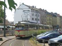 GT8+B4 in der Schleife Rath S, beschildert als Nachtexpress Linie 801