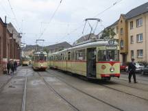 Mitte: Tw 5101 (Bj 1954) Fahrschulwagen; rechts: Tw 2701 (Bj 1961) ex Neuss