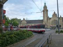 Hansastr Ecke Ostwall, im Hintergrund Krefelder Hbf