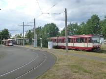 H Krefeld Grundend, links Schleife der Linie 041, Fahrtrichtung Düsseldorf