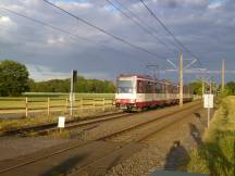 am BÜ Nibbelsweg in Meerbusch, Fahrtrichtung Krefeld