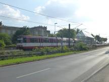 Hofgartenrampe Fahrtrichtung Stadtmitte, im Hintergrund die Kunstakademie