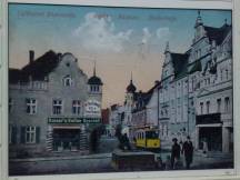 Bild vom ehemaligen Straßenbahnverkehr am Markt (bis 1940)
