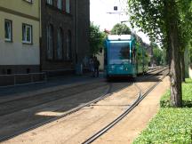 Gleiswechsel an der Endstelle Fechenheim Schießhüttenstr