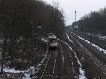 Pt-Wagen am Stadtwald südlich von Louisa, rechts die DB Strecke nach Darmstadt