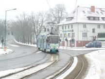 August Bebel Str Ecke Nuhnenstr kurz vor der Endstelle Messe-Gelände