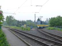 Gleisdreieck in Sundhausen - Fahrt von Gotha zum Kranken­haus, links zum Boxberg