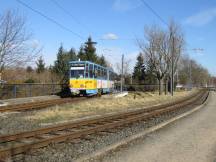 Gleisdreieck in Sundhausen - Fahrt von Gotha nach Tabarz, rechts zum Krankenhaus