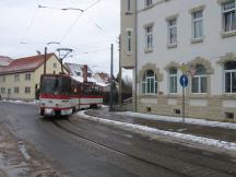 Brühlgasse Ecke Albrechtstr, Fahrtrichtung Gleisdreieck