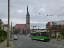 Esslinger Tw168 (ex Freiburg) auf dem Hohen Weg, im Hintergrund Kirche St. Martini