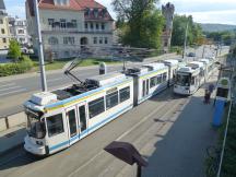 Zugbegegnung am Paradiesbahnhof