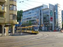 Baustelle Kombilösung: Linie 5 aus der Rüppurrer Str rechts ab in die Baumeisterstr