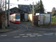 Gleisdreieck an der Endstelle Hüls Btf - rückwärts ins Depot