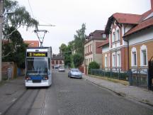 Gleisdreieck (bis 2009) in Knautkleeberg: vorwärts in die Gleitsmannstr