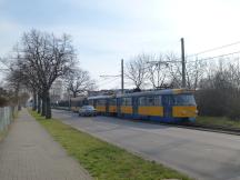 eingleisige Streckenführung in Straßenrandlage an der Leipziger Str