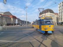 Wintergartenstr Ecke Georgring, links der Leipziger Hbf, Fahrtrichtung Grünau