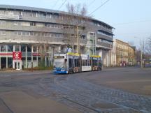 Linie 9 über Eutritzscher Zentrum, hier Wittenberger Str Ecke Apelstr