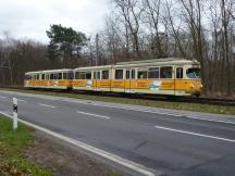 RHB Fahrzeug auf OEG-Strecke: zwischen Viernheim und Mannheim