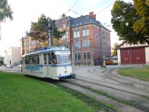 Marienschule (links) und Depot (rechts) zu Beginn der Poststr