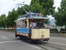 Tw 222 (Bj 1904) auf der Mercedesstr an der Einfahrt zur Straßenbahnwelt Stuttgart