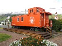 Canadian National Railway in Lytton, BC - im Innern befindet sich eine Modellbahnanlage