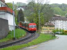 Beginn der Zahnradstrecke an der Güterbahnhofstr in St. Gallen