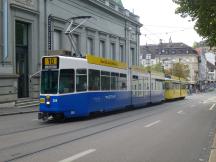 Tw259 trug zum Jubiläum 40 Jahre BLT nochmals die Farben Birsigtalbahn (BTB)