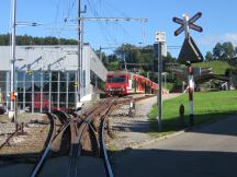 Weiche am BÜ Bahnhofstr: links zum Depot, rechts zum Bf Heiden