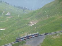 Zug kurz unterhalb der Bergstation Rochers-de-Naye