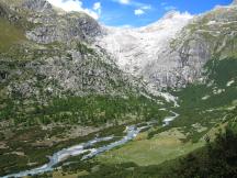 einst Ausblick vom Glacier Express auf den Rhône-Gletscher, heute nur noch Fels