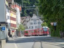 straßenbahnmäßige Trassierung in Chur - eingleisig ab der Ecke Grabenstr