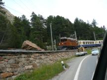 Anfahrt zur 180° Montebellokurve zw. Bernina Suot und Morteratsch