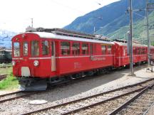 Bf Tirano: historischer Triebwagen RhB ABe 4/4 I, Bj 1908, 2009 verschrottet