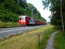 unterwegs auf dem Wanderweg parallel zur Strecke durch das Rheintal