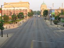 Blick von der Bahnstrecke auf Champaign, Illinois