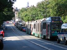 Stau auf der Huntington Ave Green Line Branch E nähe Endstelle Heath St