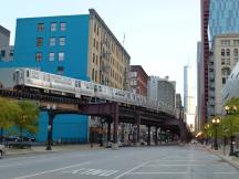 Green Line auf der Wabash Ave in Höhe Harrison St, Blick Richtung Norden