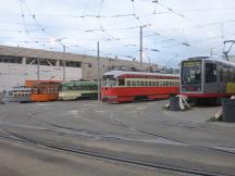 historische Straßenbahnen im Depot Balboa Park