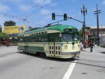 PCC in den Farben der SF Municipal Railway (1960s), Market St Ecke Noe St