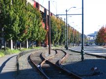 ex-Strecke der Waterfront Linie neben dem Alaskan Way Viaduct